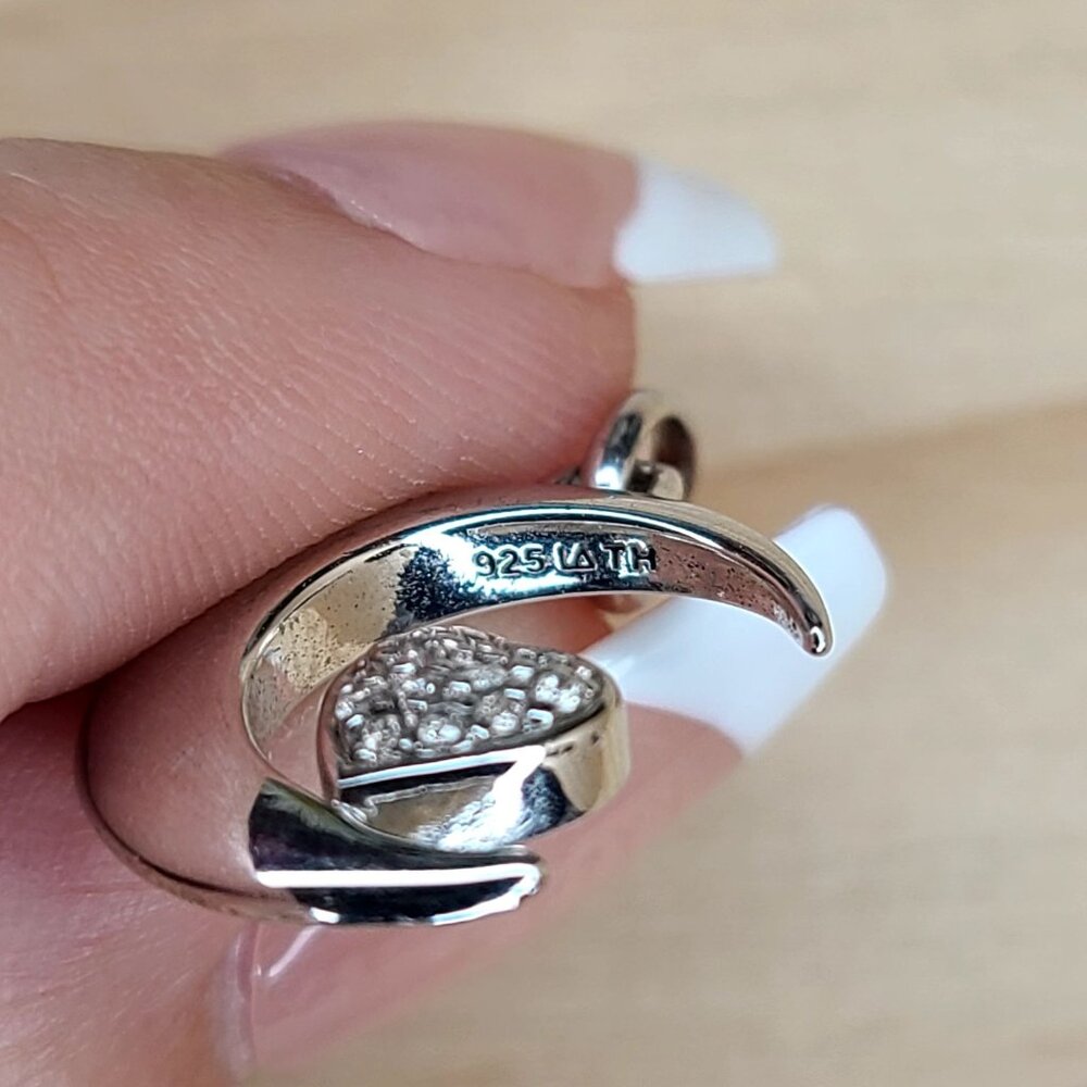 Sterling Silver Moon Heart Pendant Charm "I Love U 2 The Moon & Back" Vtg 1" - Picture 5 of 7